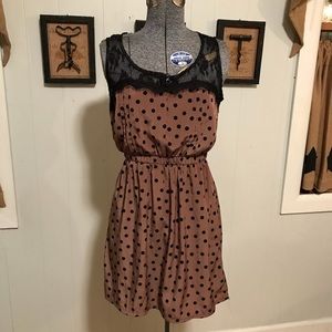 Polka dot and lace tank dress